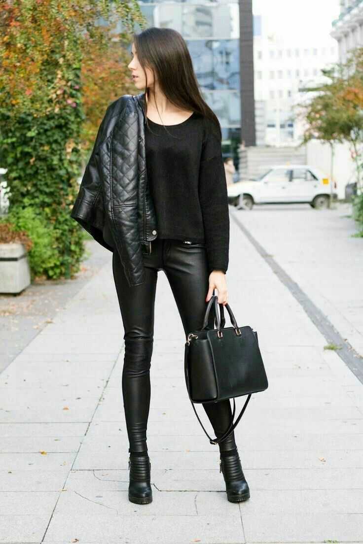 Черные кожаные штаны с чем носить
