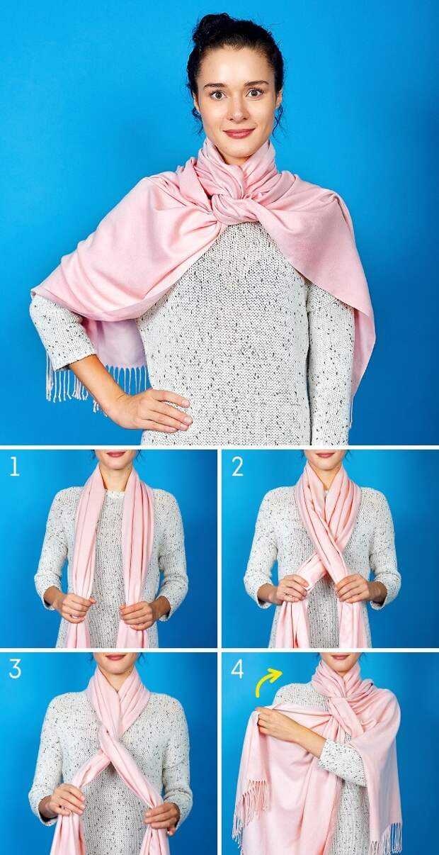 Как красиво повязать платок на пальто разными способами