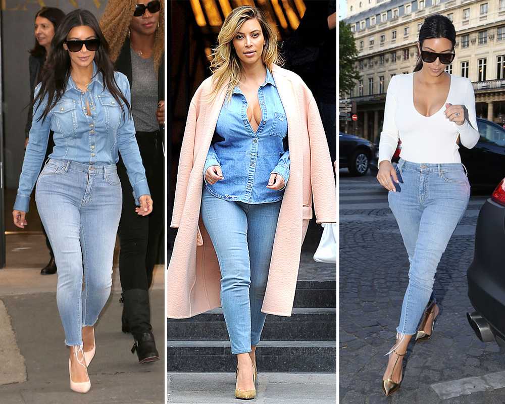 Ким Кардашян в мом джинсах.
