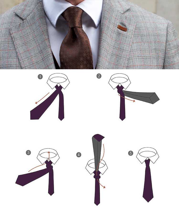 Завязывание мужского галстука. Четвертной узел. Четвертной узел галстука.