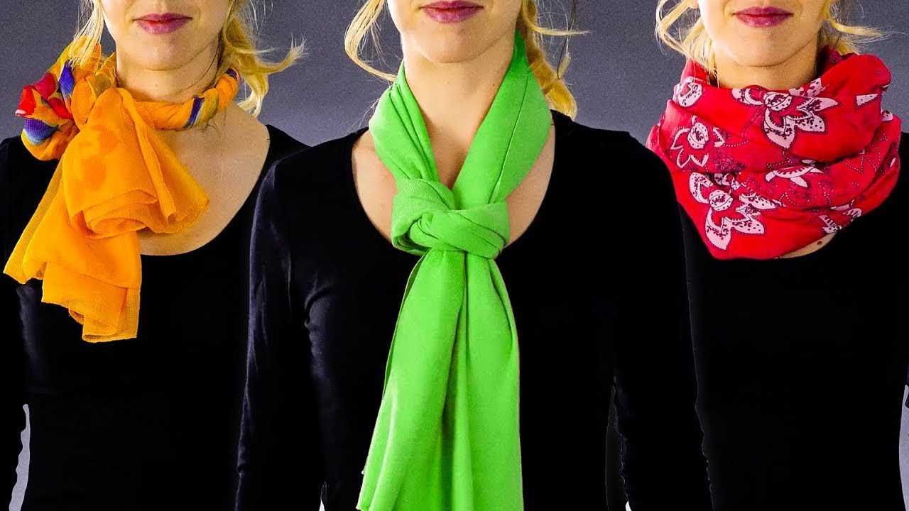 Как красиво завязать шелковый шарф на шее