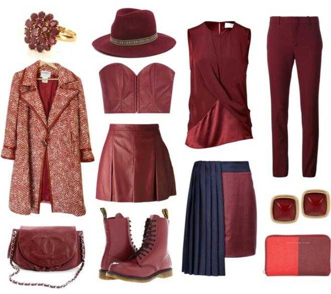Сочетание бордового цвета в одежде для женщины за 40, советы по комбинированию