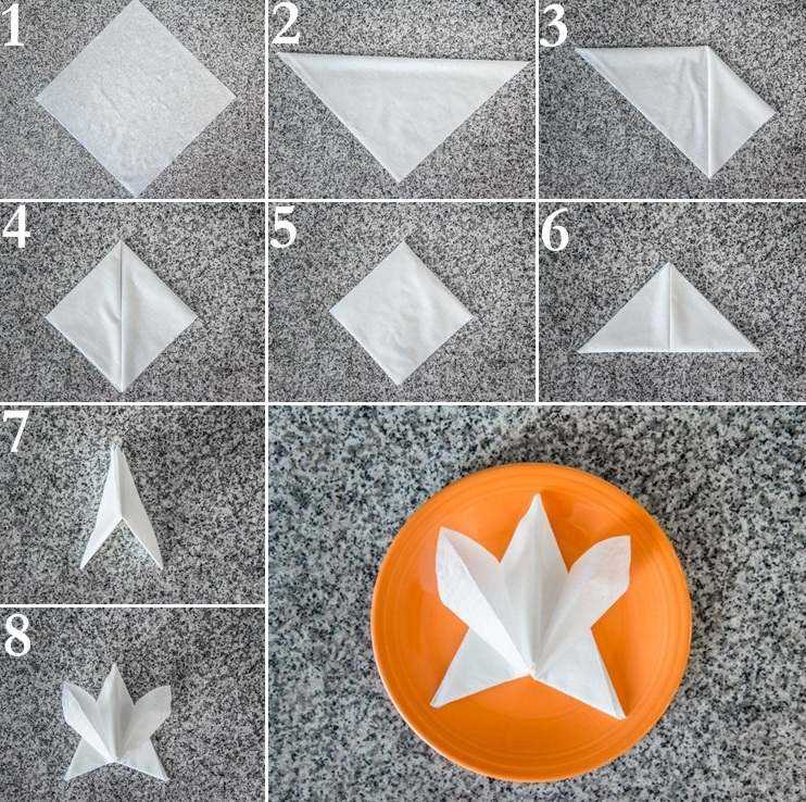 8 способов оригинально сложить тканевую салфетку
