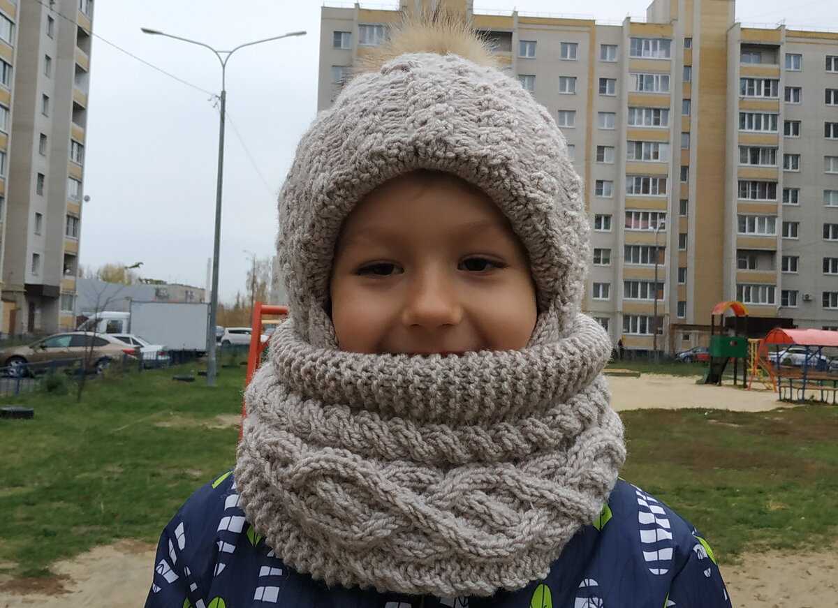 Комплект для мальчика))) шапочка и снуд "дорожки"))) - вязание - страна мам
