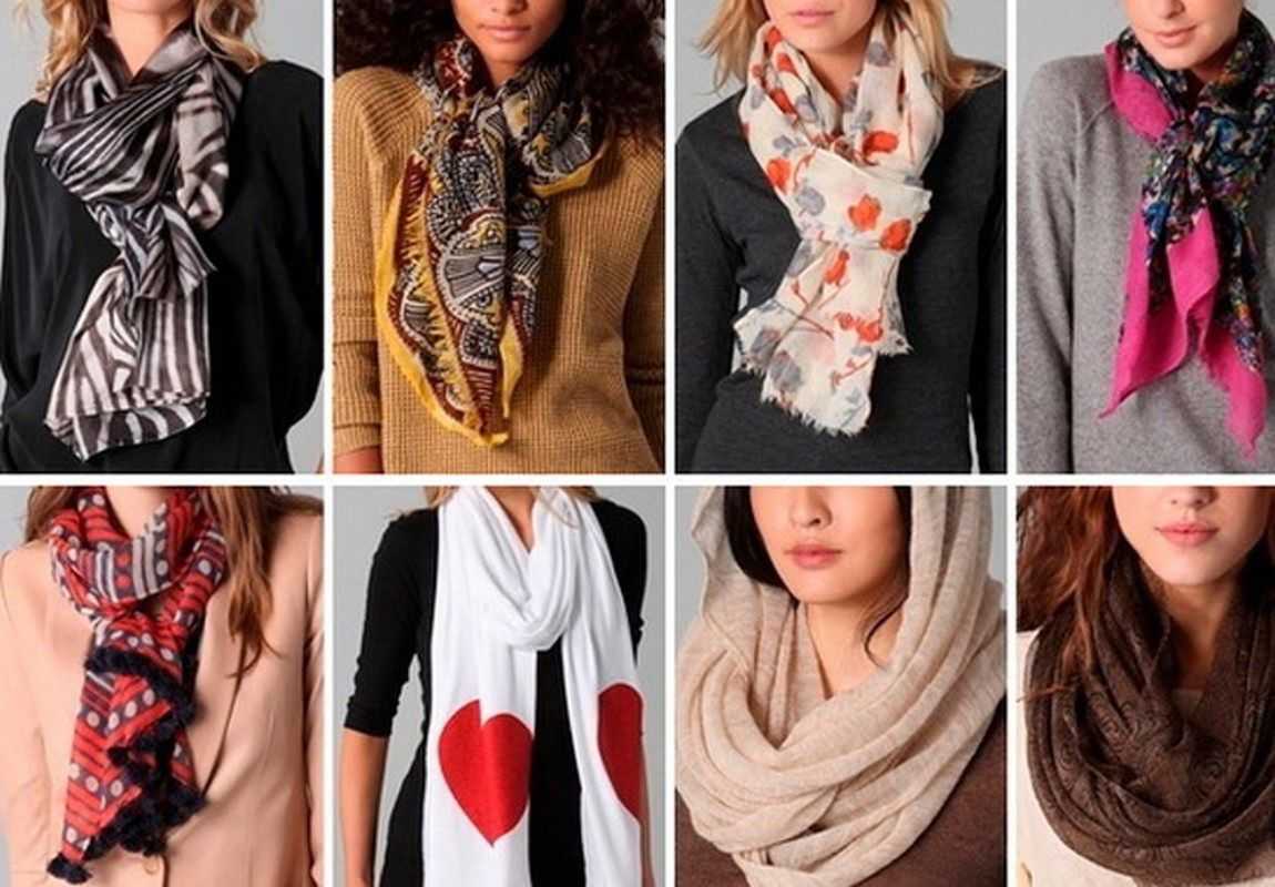 Как завязать шарф на шее женщине